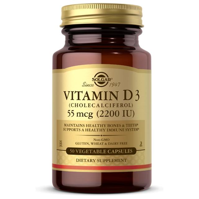 Vitamin D3 (Cholecalciferol) 2200 IU (55 mcg) 50 pflanzliche Kapseln Solgar product image
