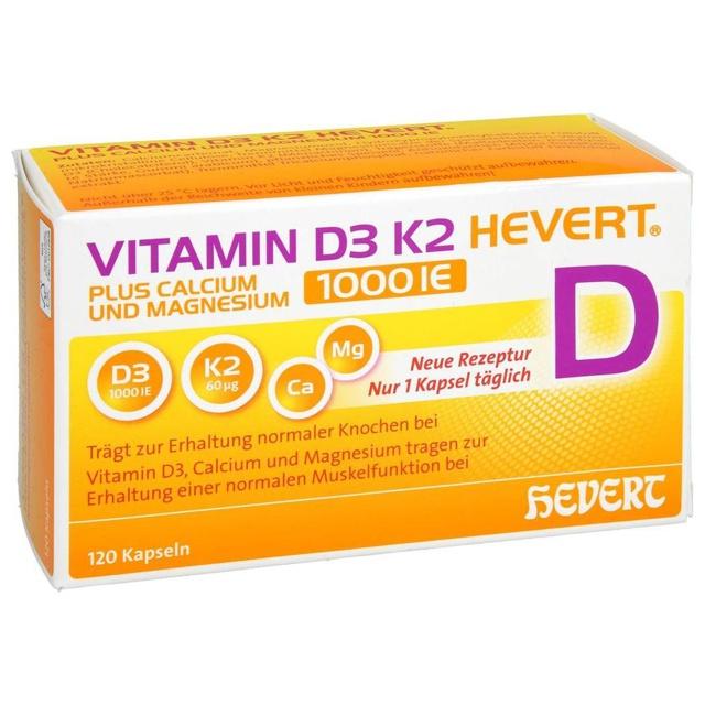 Vitamin D3 K2 HEVERT 1000 I.E. 120 St Kapseln product image