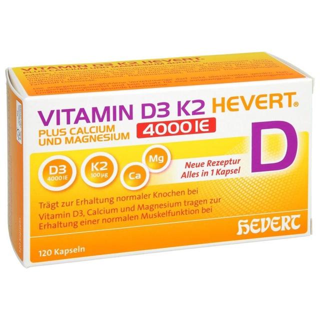 VITAMIN D3 K2 Hevert+Calcium u.Magnes.4000 IE Kps. product image