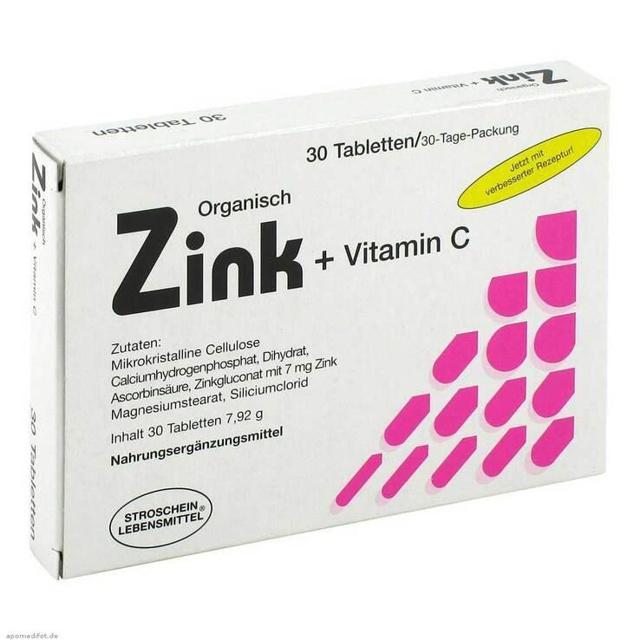 Zink Organisch + Vitamin C Tabletten, 30 St Tabletten product image