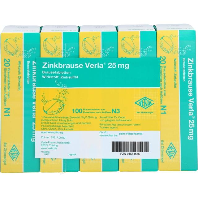 ZINKBRAUSE Verla 25 mg Brausetabletten product image